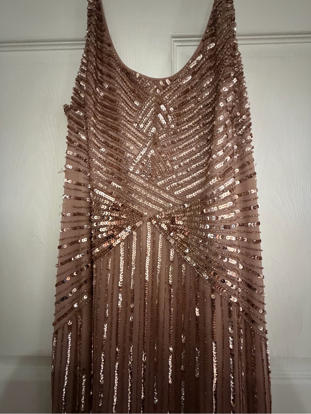 Adrianna Papell Rose Gold Sequin Evening Dress